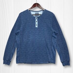 EUC Lucky Brand Cotton Lived In Long Sleeve Henley Men XL Blue True Indigo
